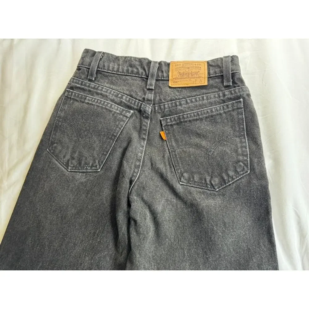 Vintage 90s Levi's 550 Student Orange Tab USA Black Jeans W27 L28 Relaxed Fit